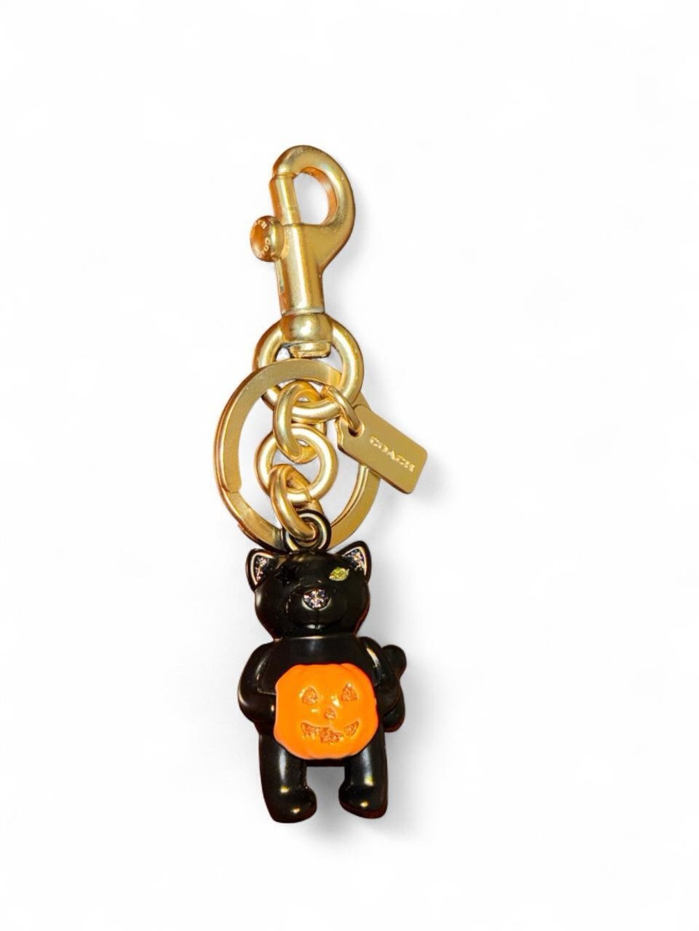 COACH Halloween black cat purse charm keychain brand new